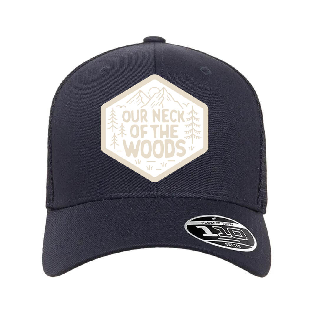 Flexfit 110® Mesh-Back Cap - White Taupe Patch — Navy